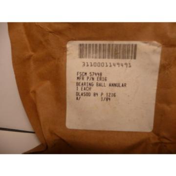 McGILL BEARING,BALL,ANNULAR ER-16 NSN 3110-00-114-9491 G40-41 Dishwasher